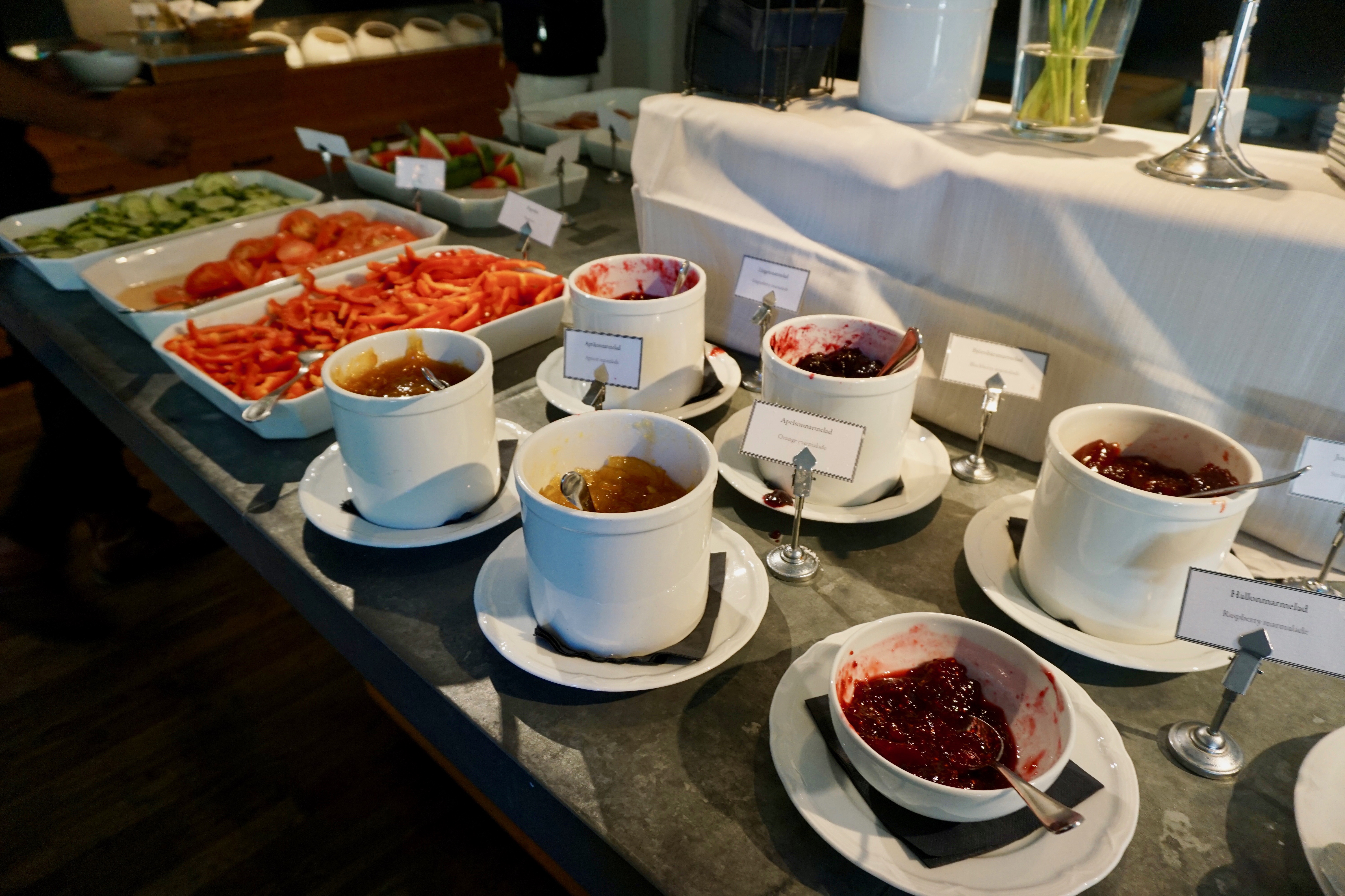 breakfast buffet at Långholmen hostel