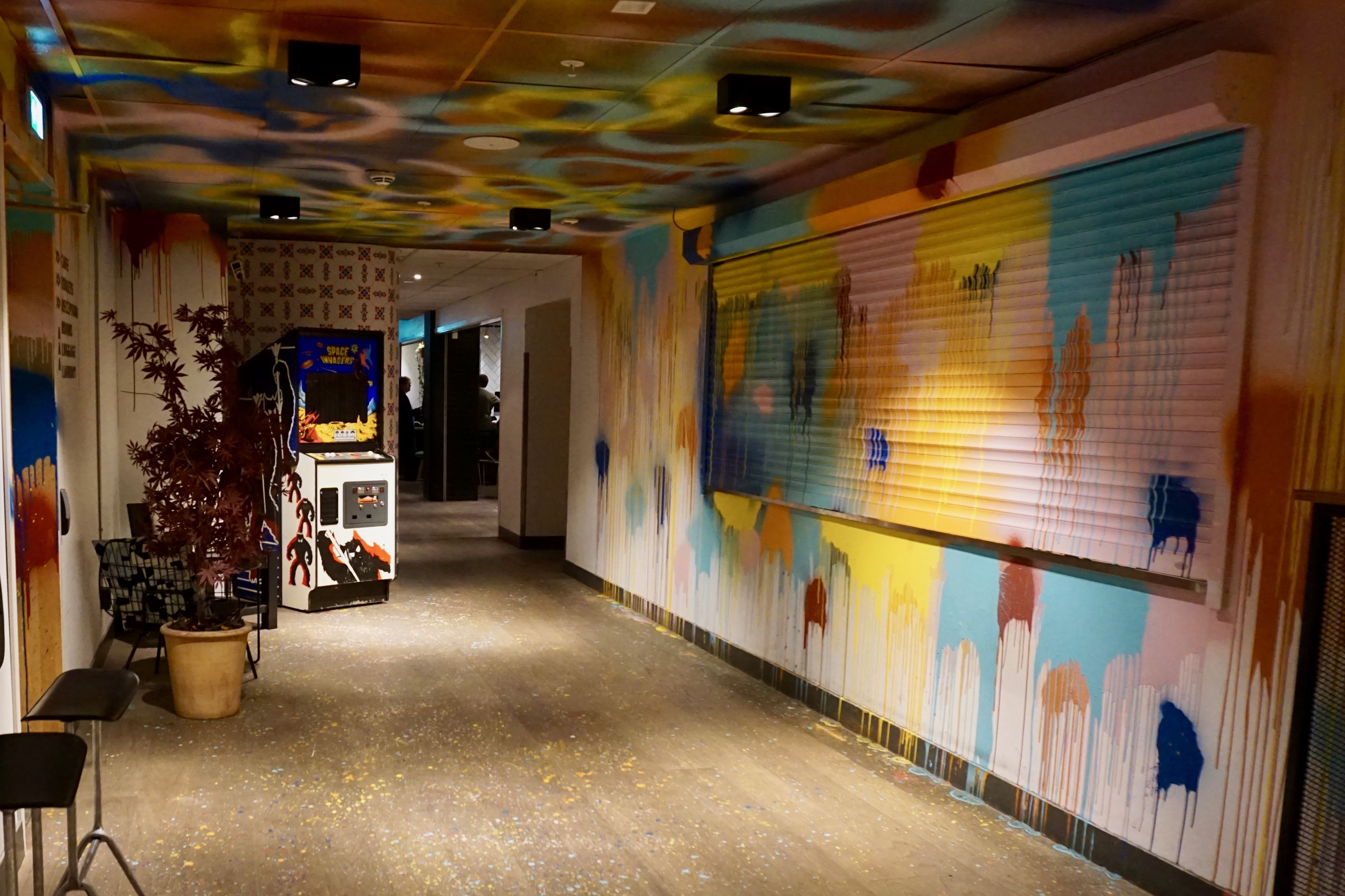 colorful hallway at hostel generator stockholm
