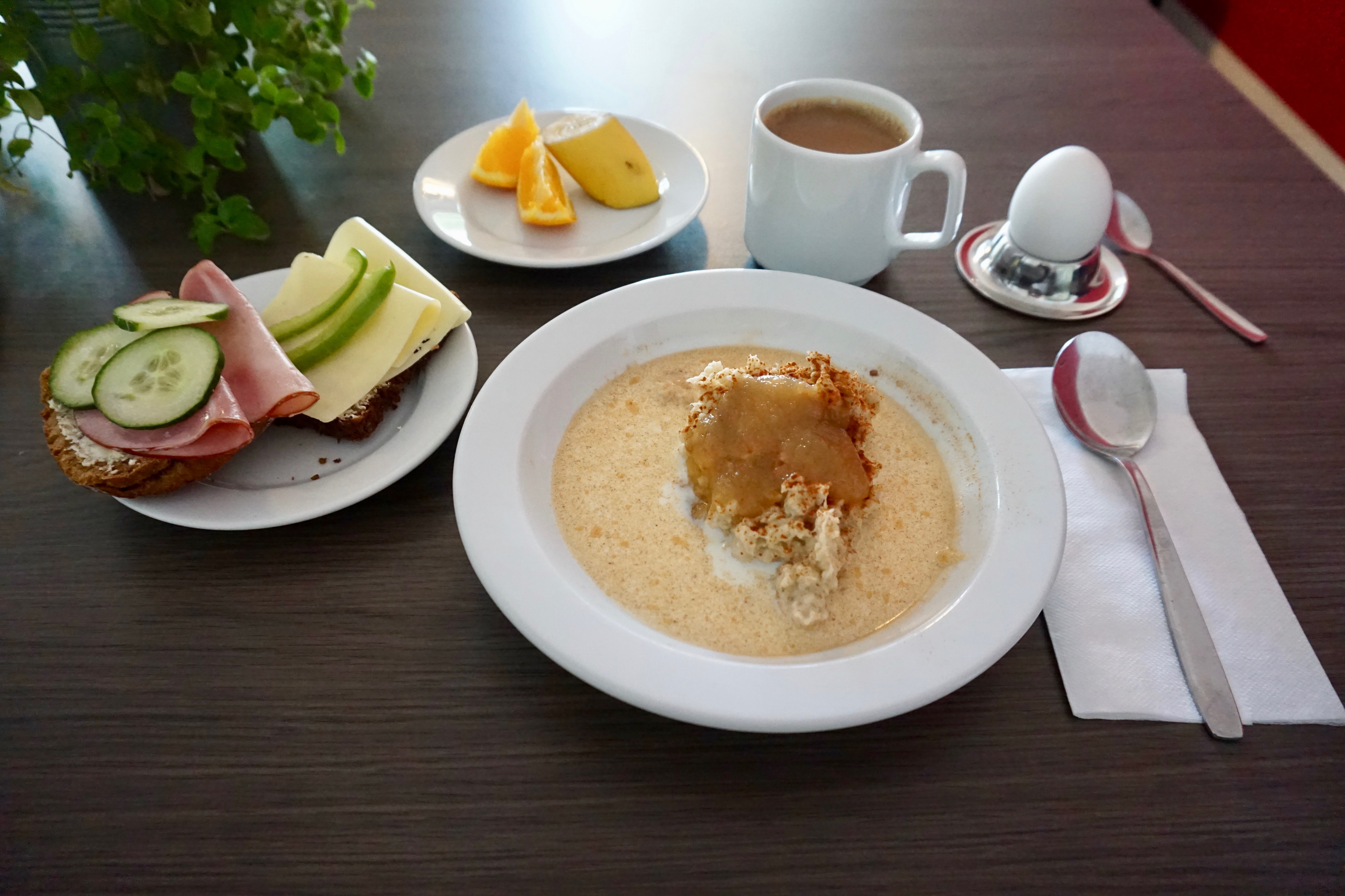 breakfast at Af Chapman ship hostel